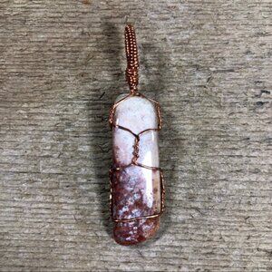 Pink Jasper Copper Wrapped Necklace Pendant